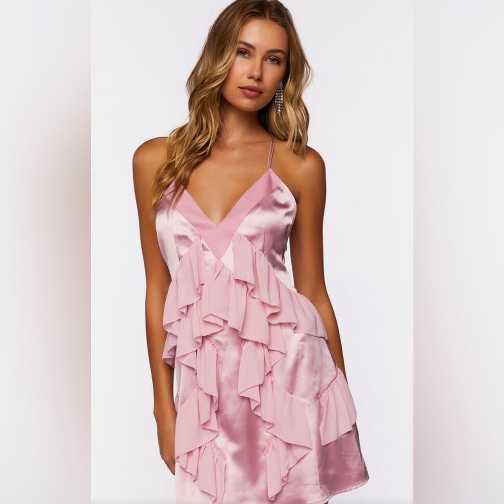 NWOT Forever 21 Crepe Ruffle Mini Dress Size M
